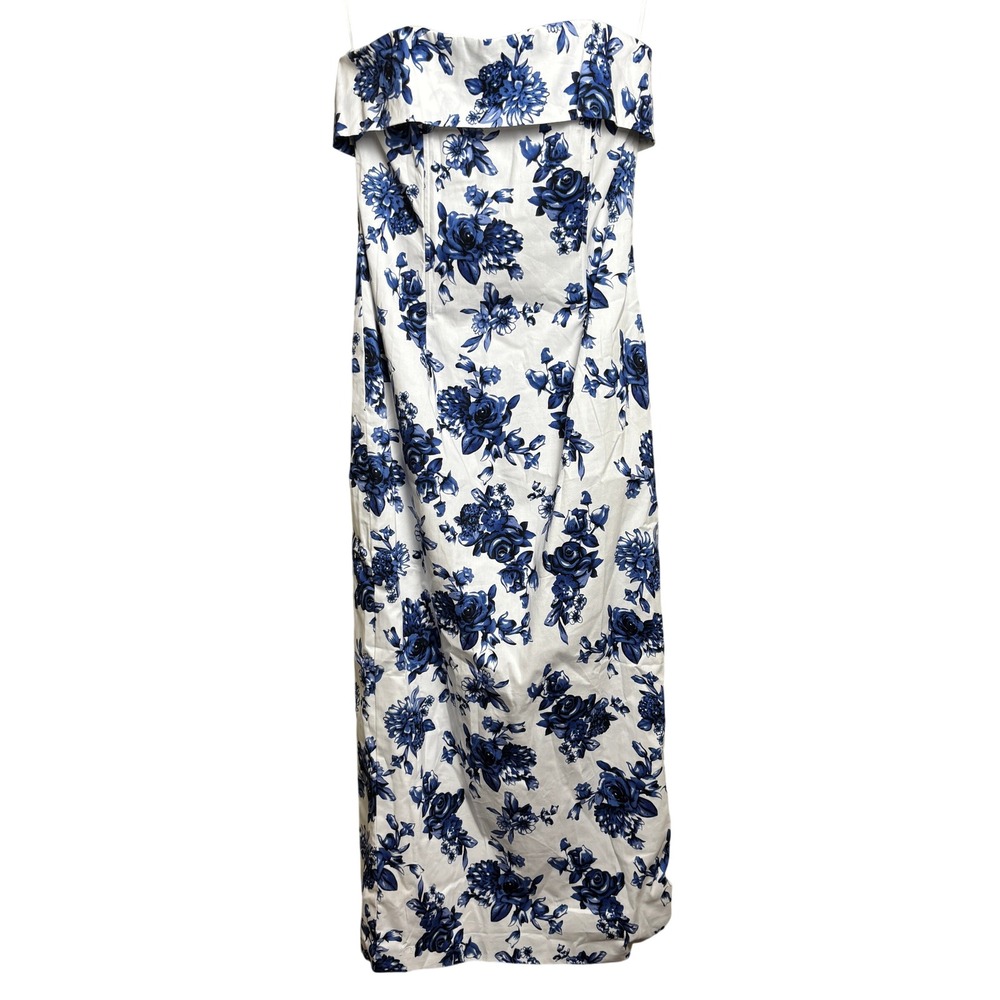 NWT Marble Floral Back Slit Invisible‎ Zip Strapless Midi Bodycon Dress Womens M